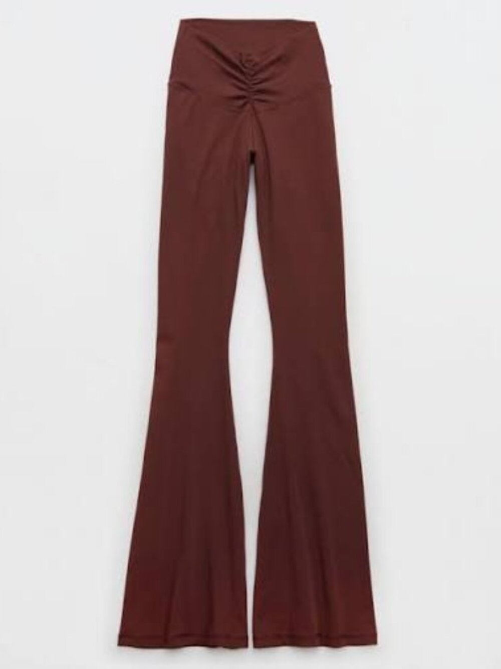 Aerie Real Me High Waist Crossover Flare Leggings Ruched Waist Burgundy Small